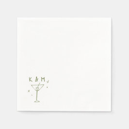 Retro Whimsical Martini Handgezeichnete individuel Serviette