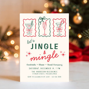 Retro-whimsikalische Jingle-Mingle-Weihnachtsfeier Einladung
