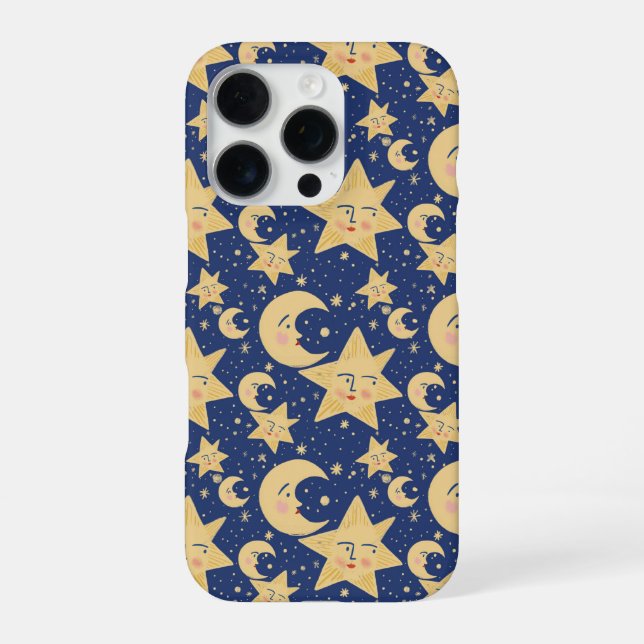 Retro Whimsy Goth Celestial iPhone 16 Fall Pro Hülle (Rückseite)