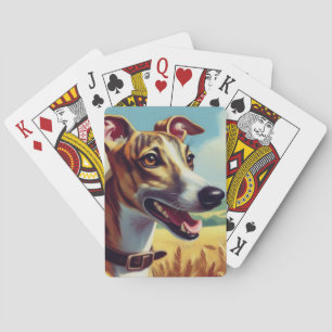 Retro Whippet Hunde-Gemälde Spielkarten