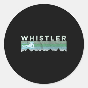 Retro Whistler Bc Kanada abgenutzt Skifahren Runder Aufkleber