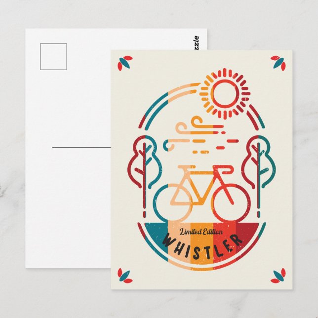 Retro Whistler Radweg. Postkarte (Vorne/Hinten)