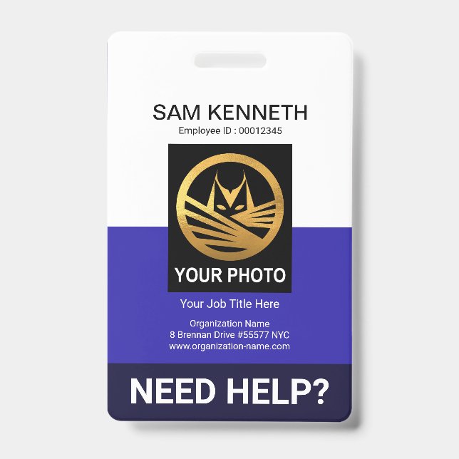 Retro White Blue Columns Medical Social Work Ausweis (Vorderseite)