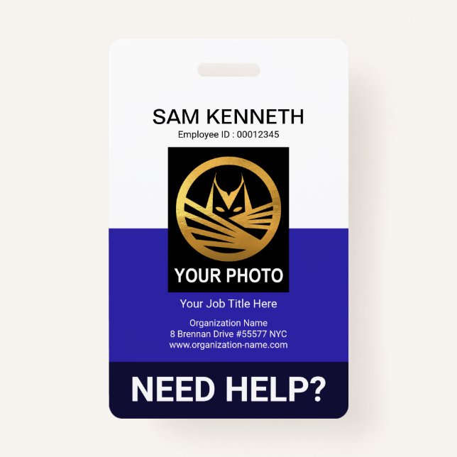 Retro White Blue Columns Medical Social Work Ausweis (Vorderseite)