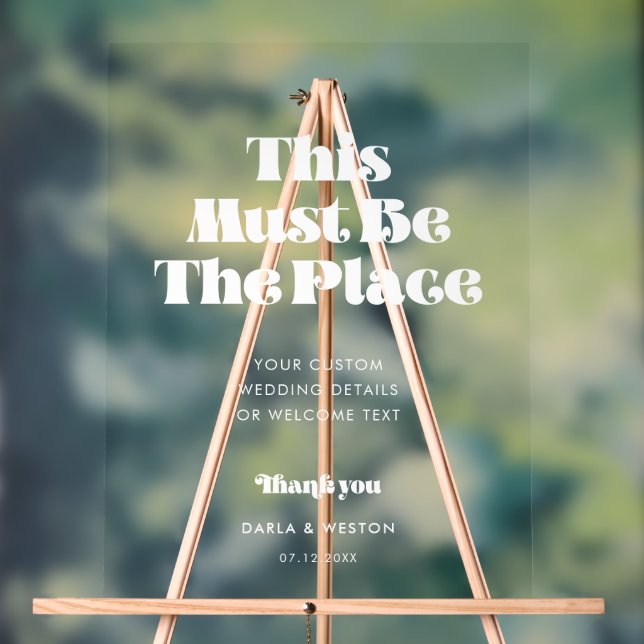 Retro White Ce doit être l'endroit mariage Clear (Neutre)