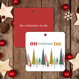 Retro White Colorful Oh Weihnachtsbaum Urlaub Keramikornament