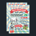Retro White Elephant Weihnachten-Party Einladungen<br><div class="desc">Super Fun Weihnachtsgeschenk tauschen Sie Party Einladungen mit dem Alten Weihnachtsmann und Elephant Clip Art mit großartigen Grafiken und Schriftart auf einem sonnenbefleckten Hintergrund in einem Poster-Stil. Die beiden Seiten sind für Ihre coole und angesagte Weihnachtsfeier der Weißen Elefanten dekoriert.</div>
