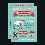 Retro White Elephant Weihnachten-Party Einladungen<br><div class="desc">Super Fun Weihnachtsgeschenke tauschen Party Einladungen mit dem Alten Weihnachtsmann und Elephant Clip Art mit großartigen Grafiken und Schriftart auf einem Aqua-Hintergrund in einem Poster-Stil. Die beiden Seiten sind für Ihre coole und angesagte Weihnachtsfeier der Weißen Elefanten dekoriert.</div>