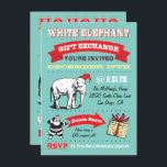 Retro White Elephant Weihnachten-Party Einladungen<br><div class="desc">Super Fun Weihnachtsgeschenke tauschen Party Einladungen mit dem Alten Weihnachtsmann und Elephant Clip Art mit großartigen Grafiken und Schriftart auf einem Aqua-Hintergrund in einem Poster-Stil. Die beiden Seiten sind für Ihre coole und angesagte Weihnachtsfeier der Weißen Elefanten dekoriert.</div>