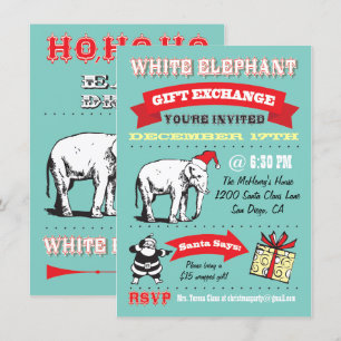 Retro White Elephant Weihnachten-Party Einladungen