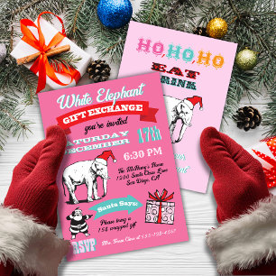 Retro White Elephant Weihnachten-Party Einladungen