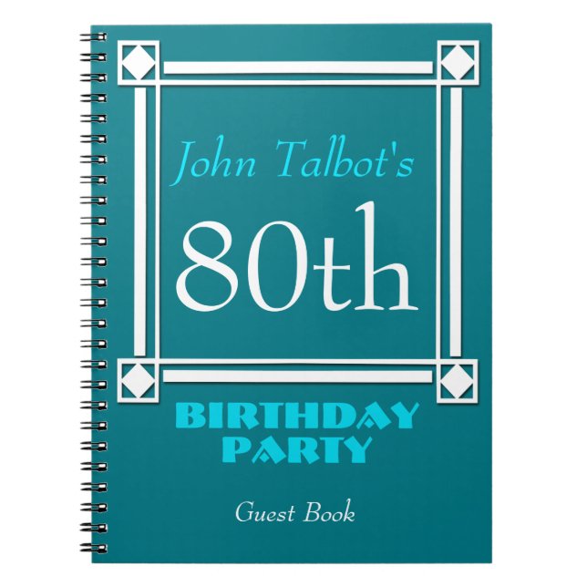 Retro White Frame 80. Geburtstag Gästebuch Notizblock (Vorderseite)