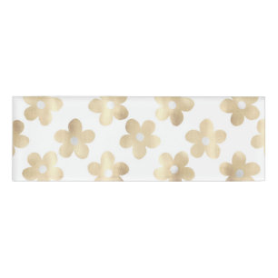 Retro White Gold Daisy Blume Namenschild