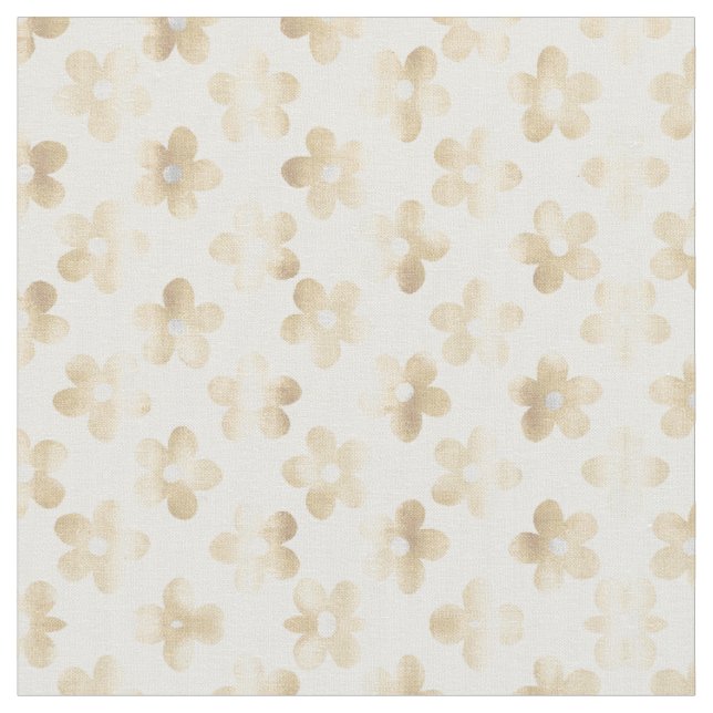 Retro White Gold Daisy Blume Stoff (Nahaufnahme)