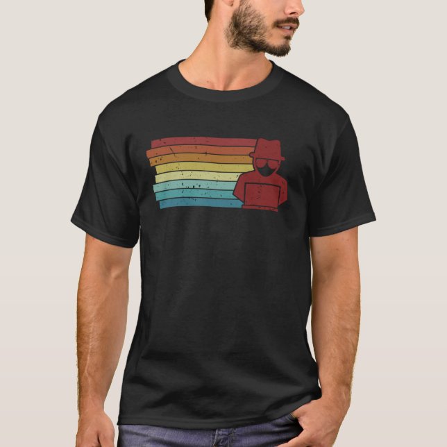 Retro White Hat Black Ethical Hacking Hacker T-Shirt (Vorderseite)