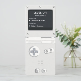 Retro White II Handheld Gaming Hochzeits-Einladung Einladung