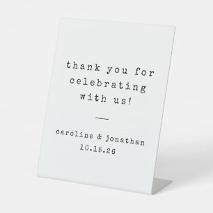 Retro White Schreibwriter Custom Wedding Vielen Da Sockelschild