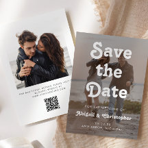 Retro White Text Overlay 2 Foto QR Code Hochzeitsc