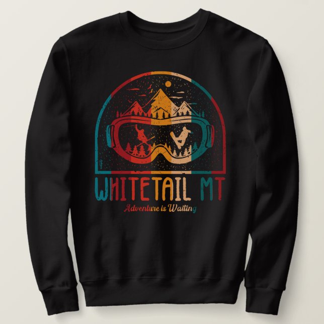 Retro Whitetail Mountain Ski Adventure Sweatshirt (Design vorne)