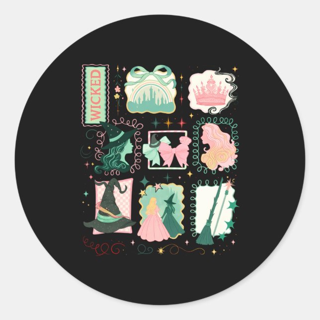 Retro Wicked Stamps Christmas Vibes Clothing Long  Runder Aufkleber (Vorderseite)