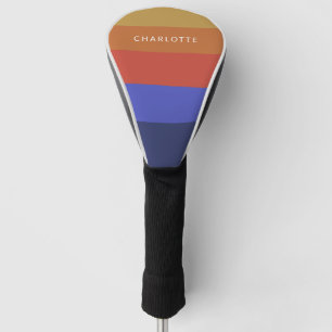 Retro Wide Blue Abstrakt Stripes Personalisiert Golf Headcover