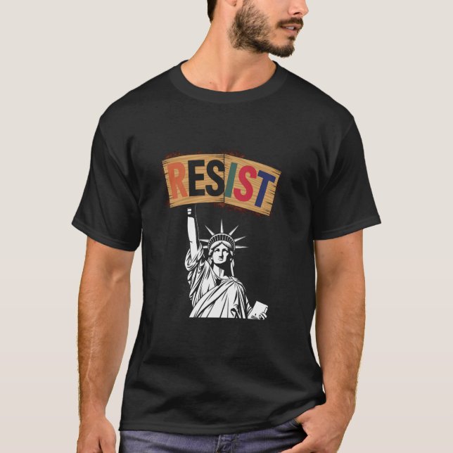 Retro-Widerstand Freiheitsstatue T-Shirt (Vorderseite)