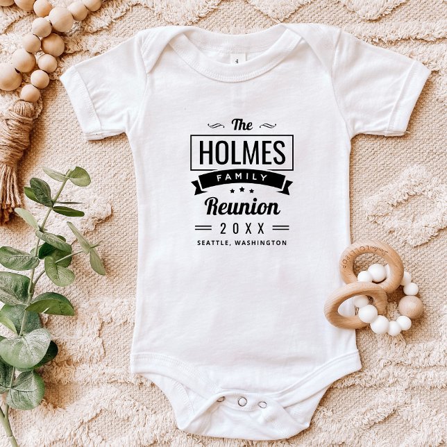 Retro-Wiedersehen-Logo für moderne Familien Baby Strampler (Von Creator hochgeladen)