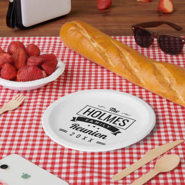 Retro-Wiedersehen-Logo für moderne Familien Pappteller (Picknick)