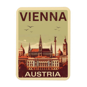 Retro Wien Stadt Österreich Skyline Geschenke Magnet