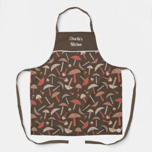 Retro Wild Mushrooms Niedlich Earth Brown Botanic Schürze