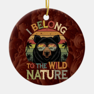 Retro Wild Nature Bear mit Sonnenbrille Keramik Ornament