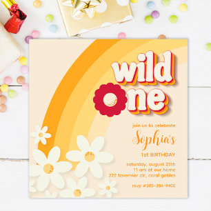 Retro Wild One Daisy Invitation Anniversaire