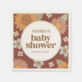 Retro Wildblume Girl Babydusche Serviette