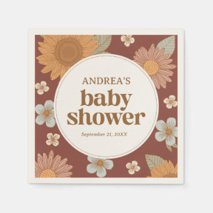 Retro Wildblume Girl Babydusche Serviette