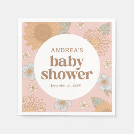 Retro Wildblume Girl Babydusche Serviette