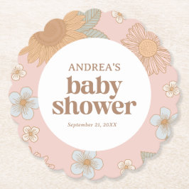 Retro Wildblume Girl Babydusche Untersetzer