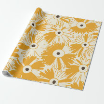 Retro-Wildblume großformatiges Blumenmuster Golden