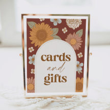 Retro Wildblume Kinderduschkarten und Geschenkschi