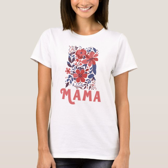 Retro Wildblume Mama, Muttertag T-Shirt (Vorderseite)