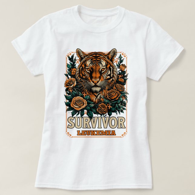 Retro-Wildblume Tiger Leukämie Survivor T-Shirt (Design vorne)