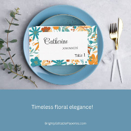 Retro Wildblume Wedding Bright Bold Platzkarte