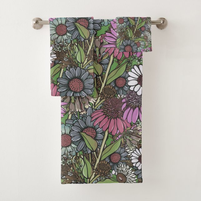 Retro Wildblume Wintergarten Badhandtuch Set (Insitu)