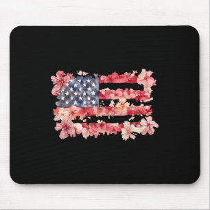 Retro-Wildblumen-Amerikanische-Flagge-Frauen-4.-Ju Mousepad