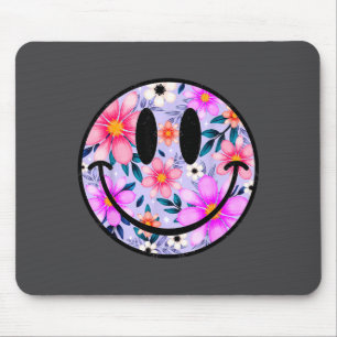 Retro-Wildblumen-Lächeln-Gesicht-Blumenliebhaber-G Mousepad