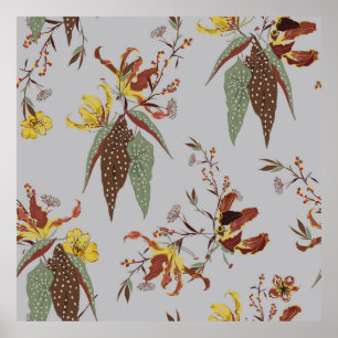 Retro wilde Blume Vintage Stimmung, botanische Pfl Poster