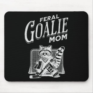 Retro wilder Torwart Hockey-Mama Waschbär Eishocke Mousepad