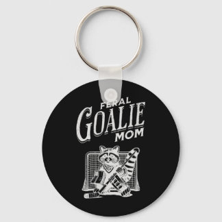 Retro wilder Torwart Hockey-Mama Waschbär Eishocke Schlüsselanhänger