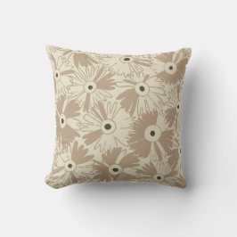 Retro Wildflower & Diamond Grid Reversible Earthy Kissen