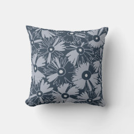 Retro Wildflower & Diamond Grid Reversible Navy Kissen