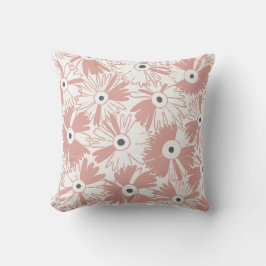 Retro Wildflower & Diamond Grid Reversible Pink Kissen